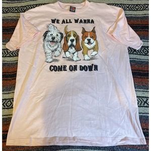 Vintage 90s Double Sided Dog Puppy Butts Tshirt, Pink, Sz XL